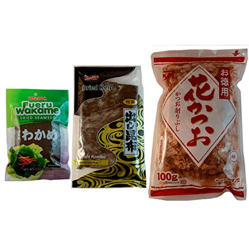 Bonito Flakes, Dashi Kombu, Dried Wakame Seaweed - Natural Dashi