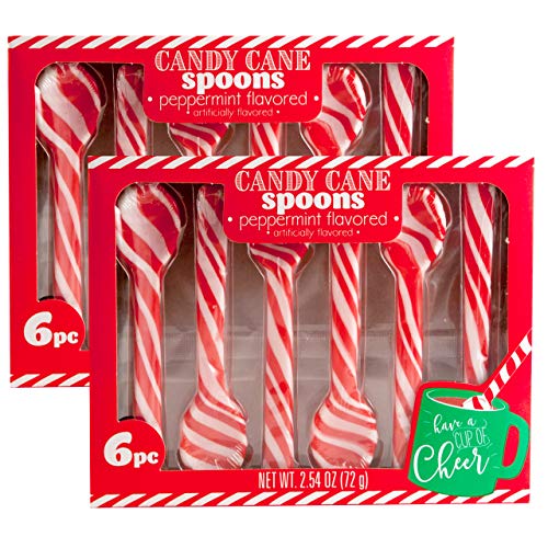 Candy Cane Peppermint Spoons – 1 Doz – 2 Packs Of 6 | Edible C