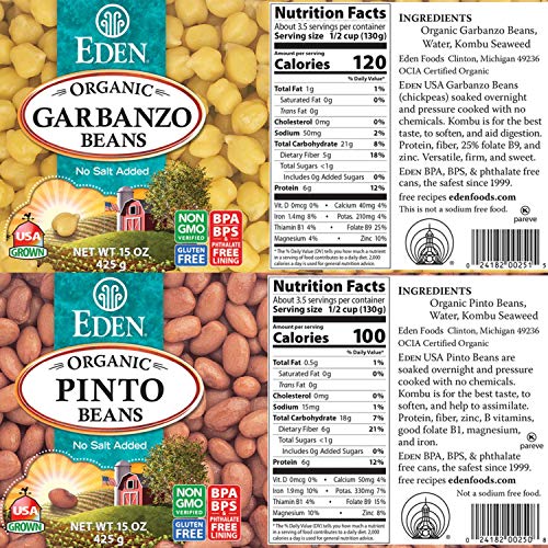 Eden Foods Organic Garbanzo Beans - Chick Peas | Pinto Canned