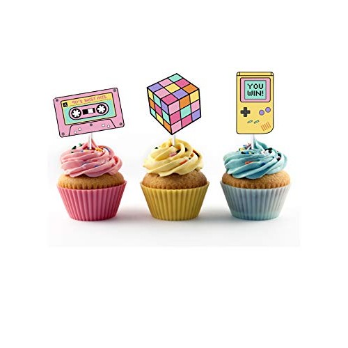 Girly 90S Themed Cupcake Toppers For A 90S Party 24 Count - F