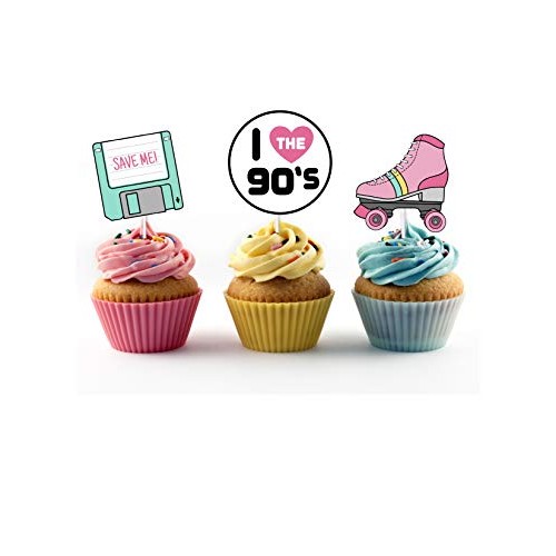 Girly 90S Themed Cupcake Toppers For A 90S Party 24 Count - F