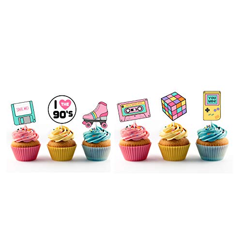 Girly 90S Themed Cupcake Toppers For A 90S Party 24 Count - F