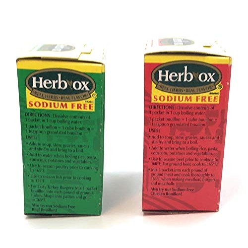 Herb-Ox Sodium Free Bouillon Bundle, Beef And Chicken, 16 Total