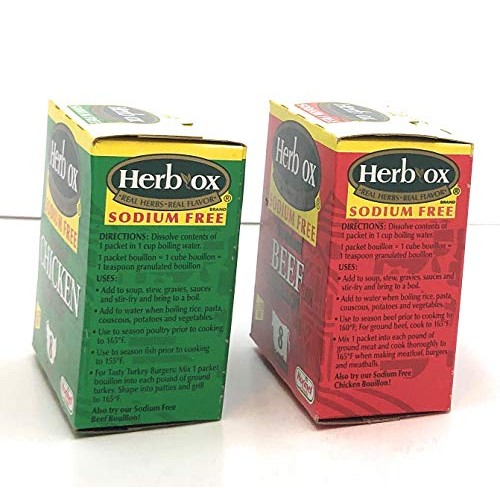 Herb-Ox Sodium Free Bouillon Bundle, Beef And Chicken, 16 Total