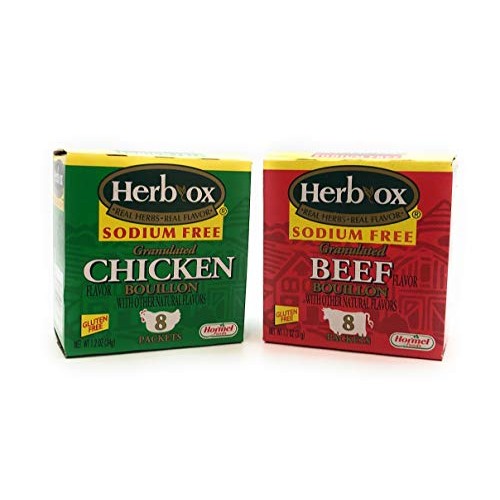 Herb-Ox Sodium Free Bouillon Bundle, Beef And Chicken, 16 Total