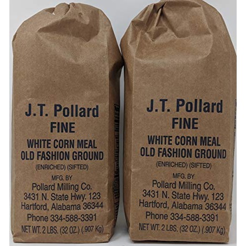 JT Pollard Fine White Cornmeal Bundle - 2 x 32 Oz Bags of J.T. P...