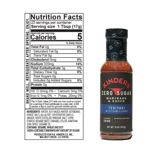 Kinders Zero Sugar Marinade and Sauce Teriyaki with Sesame and ...