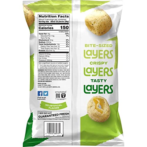 Lays Layers Sour Cream &Amp; Onion Flavored Potato Chip Snacks, 4.7