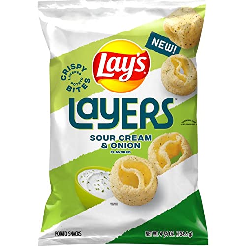 Lays Layers Sour Cream &Amp; Onion Flavored Potato Chip Snacks, 4.7