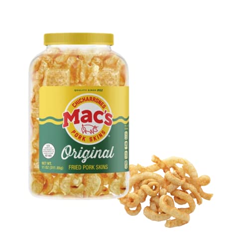Macs Original Fried Pork Skins 11 Oz Barrel, Perfect Snack, Glu...