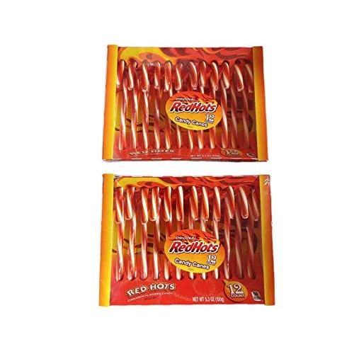 Original Red Hots Candy Canes, Cinnamon Flavored, 12 Count Box