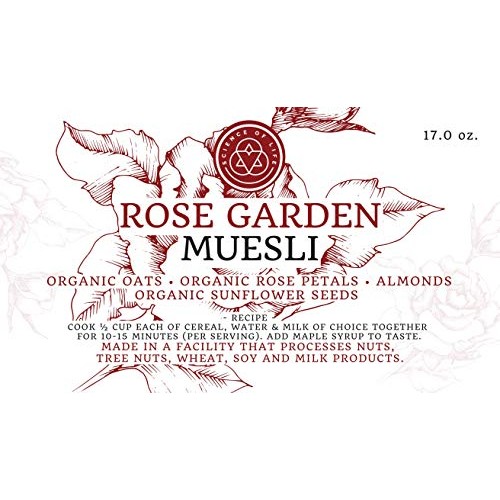 Rose Garden Muesli / Oatmeal, 17 Oz, All-Natural, Organic Oats,