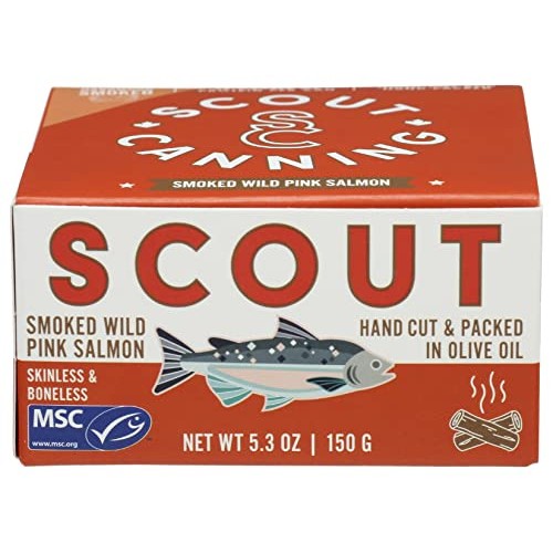 Scout SMOKED WILD PINK SALMON IN OLIVE OIL 5.3Oz Can