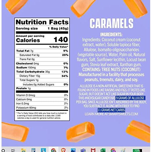 Smart Sweets Caramel Bites, 1.6 Ounce Pack Of 4