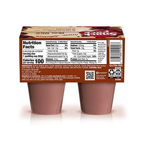 Snack Pack Chocolate Pudding Cups, 4-ct. Packs Set of 4 Made wit...
