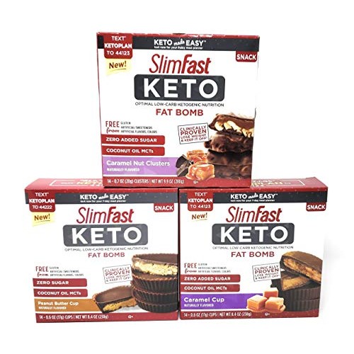 Slimfast Keto Fat Bomb Variety Pack Bundle Of 3 Flavors: Peanut
