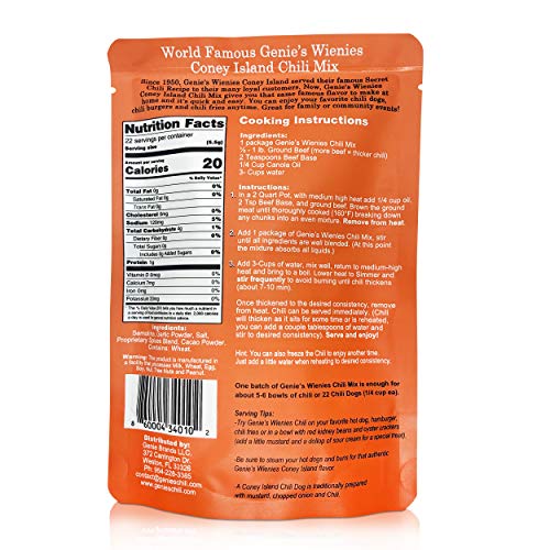 Genies Wienies Chili Mix 2 Pack, Coney Island Style Chili Sauce