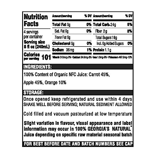 Georgia’S Natural Organic Apple Carrots Orange Juice – All-Natur