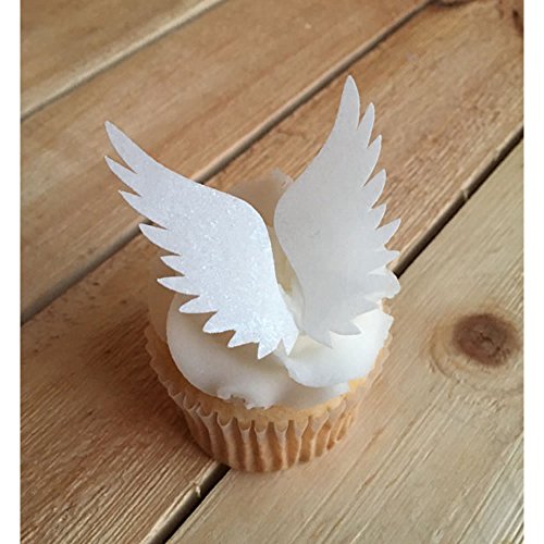 Georld 24Pairs Edible Angel Wings Wafer Cupcake Toppers Wing Cak