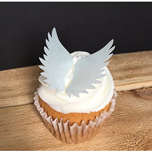 Georld 24Pairs Edible Angel Wings Wafer Cupcake Toppers Wing Cak
