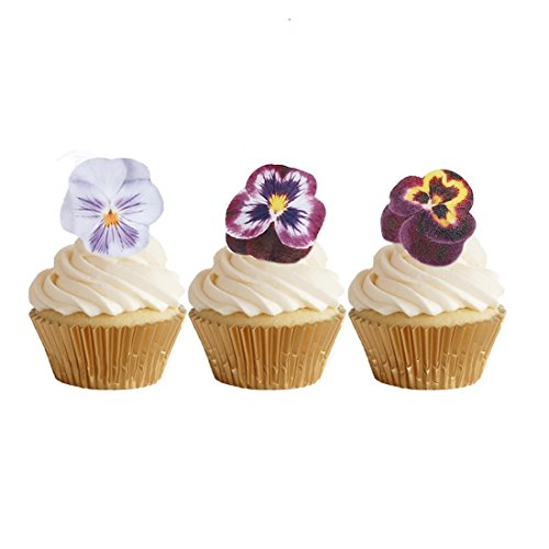 Georld 36Pcs Edible Pansies Cupcake Toppers &Amp; Cake Decoration,Fl