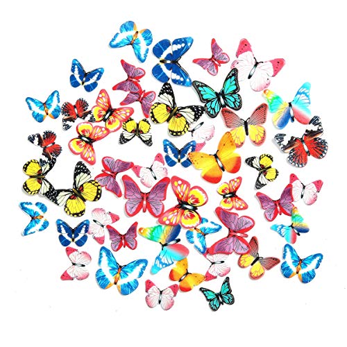 Georld 48Pcs Edible Cupcake Toppers Cake Butterfly Decoration Bi