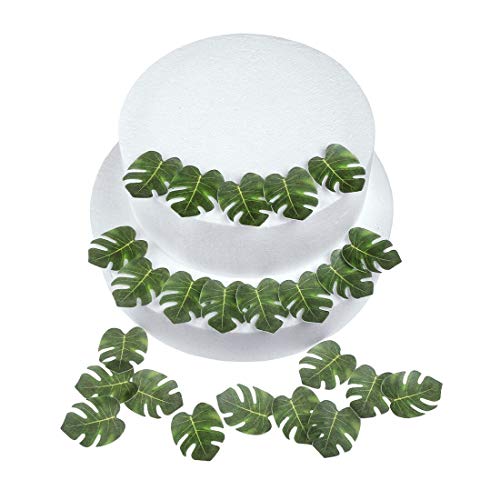 Georld 48Pcs Edible Tropical Palm Leaves Cupcake Toppers For Haw
