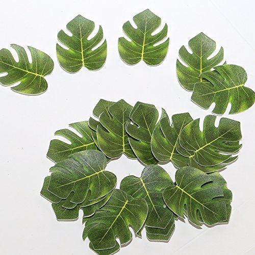 Georld 48Pcs Edible Tropical Palm Leaves Cupcake Toppers For Haw