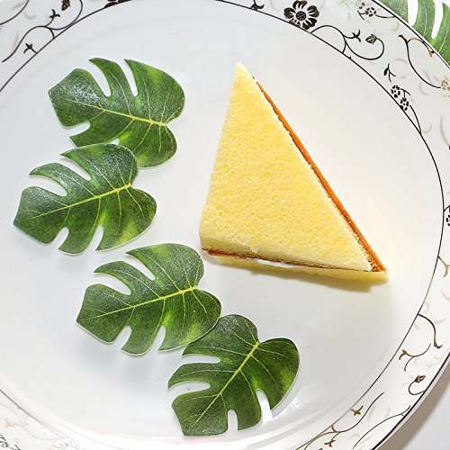 Georld 48Pcs Edible Tropical Palm Leaves Cupcake Toppers For Haw