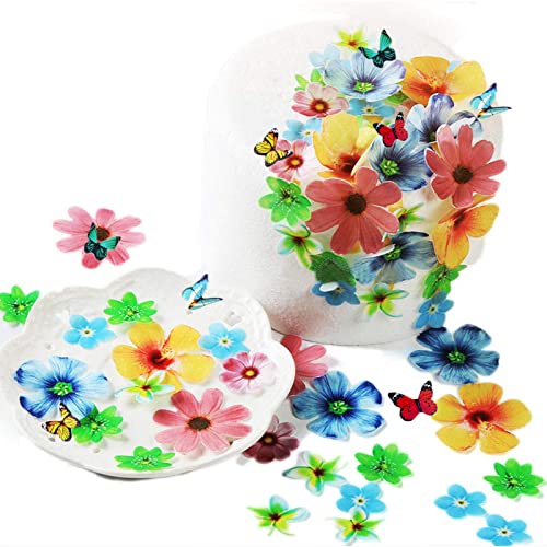 Georld Set Of 48 Edible Flowers Cupcake Toppers Wedding Cake Bir