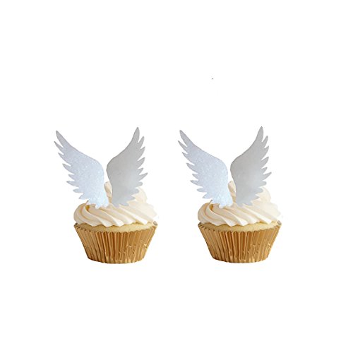 Georld 24Pairs Edible Angel Wings Wafer Cupcake Toppers Wing Cak