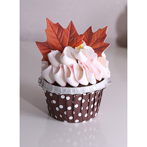 Georld Edible Fall Leaves Set Of 48 Cake Decorations, Autumn Cup