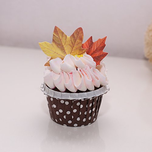 Georld Edible Fall Leaves Set Of 48 Cake Decorations, Autumn Cup