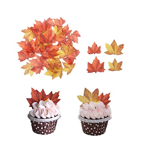 Georld Edible Fall Leaves Set Of 48 Cake Decorations, Autumn Cup