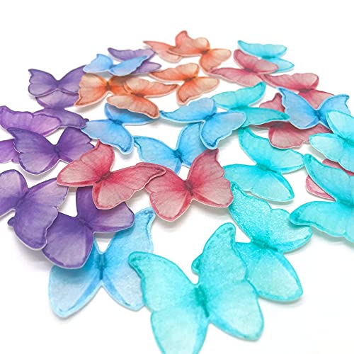 Georld Edible Wafer Paper Butterflies Set Of 48 Purple Colorful