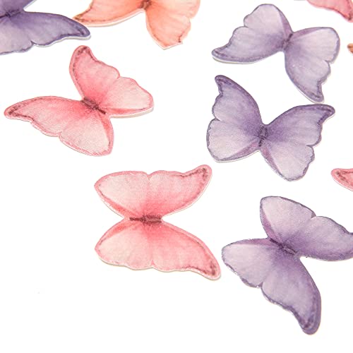Georld Edible Wafer Paper Butterflies Set Of 48 Purple Colorful