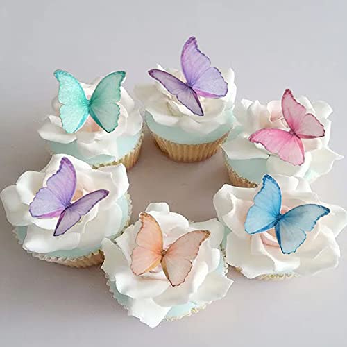 Georld Edible Wafer Paper Butterflies Set Of 48 Purple Colorful
