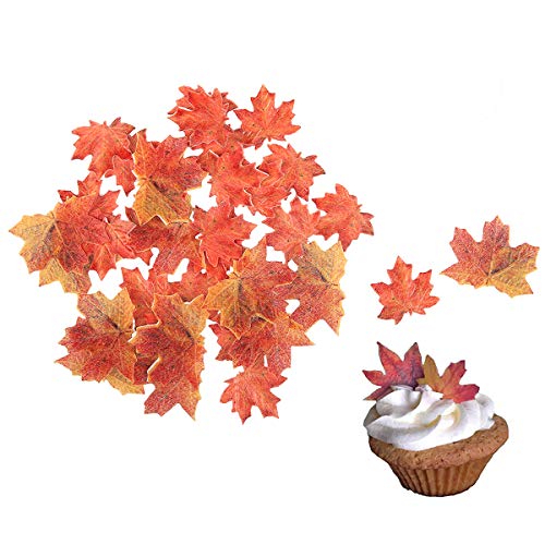Georld Set Of 36 Edible Fall Leaves Gold Leaf Cake Decorations,