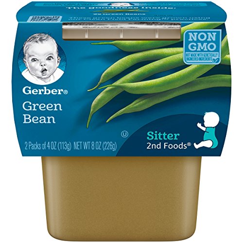 Gerber 2Nd Foods Green Beans Pureed Baby Food, 4 Ounce Tubs, 2 C