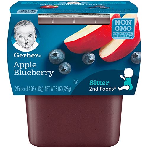 Gerber 2Nd Foods Apple Blueberry, 4 Ounce Tubs, 2 Count Pack Of 8