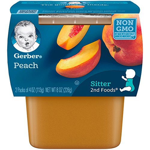 Gerber 2Nd Foods Peaches, 4 Ounce Tubs, 2 Count Pack Of 8