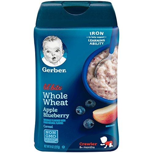 Gerber Lil Bits Whole Wheat Apple Blueberry Baby Cereal, 8 Oz ,