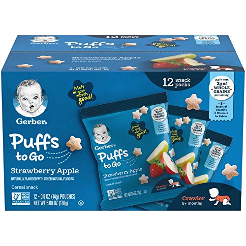 Gerber Puffs To Go Cereal Snack Packs, Strawberry Apple, 0.5 Oz,