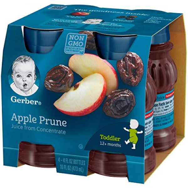 Gerber 100% Juice Apple Prune, 4-Ounce Bottles Pack of 24