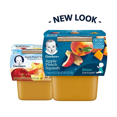 Gerber 2Nd Foods Apple Peach Squash, 4 Ounce Tubs, 2 Count Pack