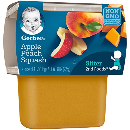 Gerber 2Nd Foods Apple Peach Squash, 4 Ounce Tubs, 2 Count Pack