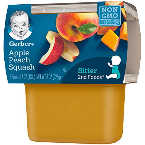 Gerber 2Nd Foods Apple Peach Squash, 4 Ounce Tubs, 2 Count Pack
