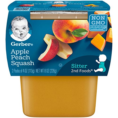 Gerber 2Nd Foods Apple Peach Squash, 4 Ounce Tubs, 2 Count Pack