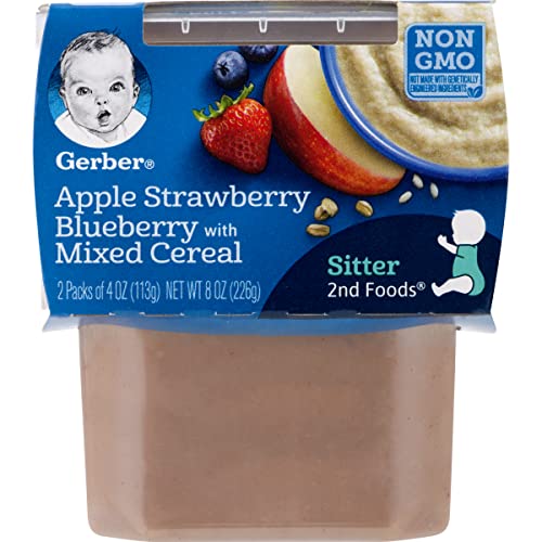 Gerber 2nd Foods Baby Food Tubs, Apple Strawberry Blueberry with...