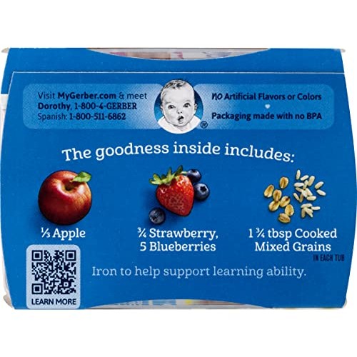 Gerber 2nd Foods Baby Food Tubs, Apple Strawberry Blueberry with...